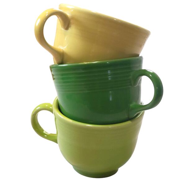 Fiesta Ware Cup Trio Lemongrass, Daffodil, Chartreuse Retired USA Yellow Green - Picture 1 of 8